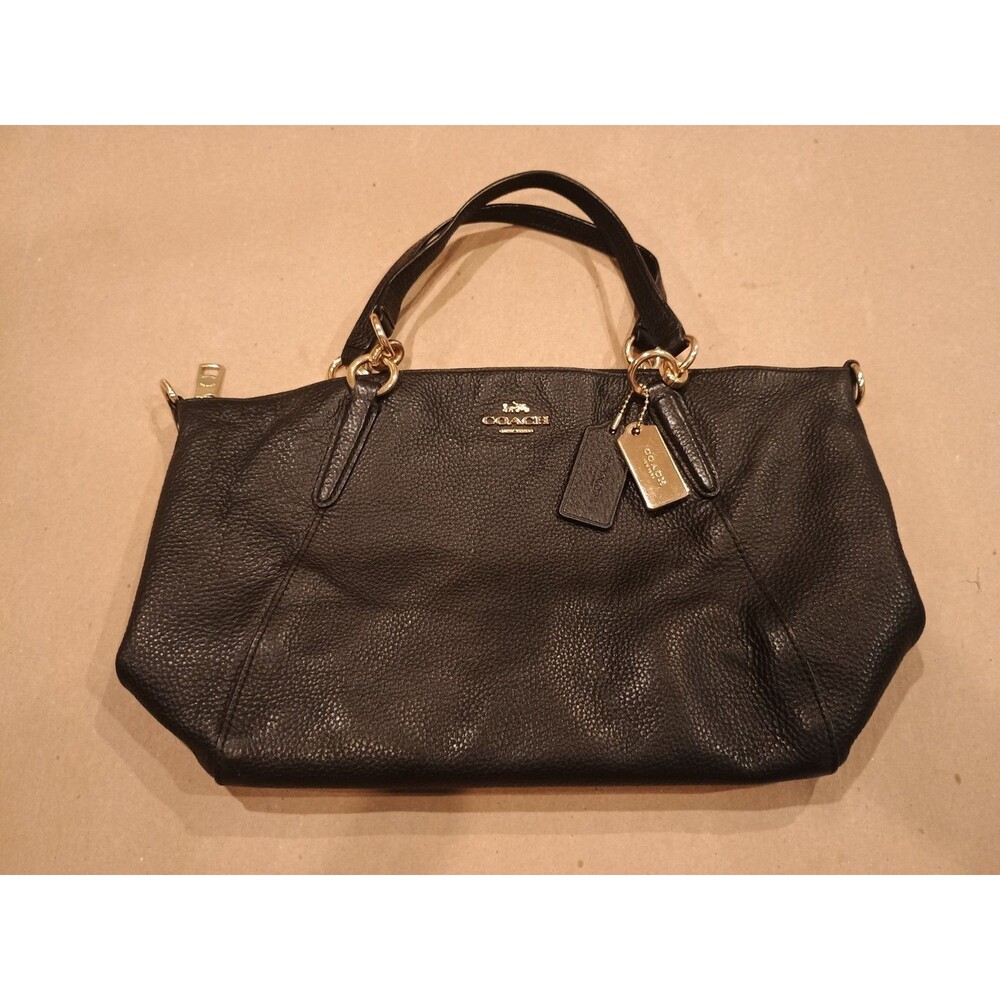 Coach F28993 Small Kelsey Satchel Black Pebble Leather Bag Purse Shoulder